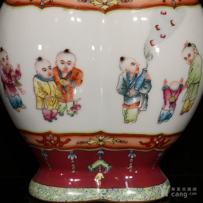 华夏古玩城 瓷器 其它 > 清乾隆珐琅彩婴戏纹双联瓶