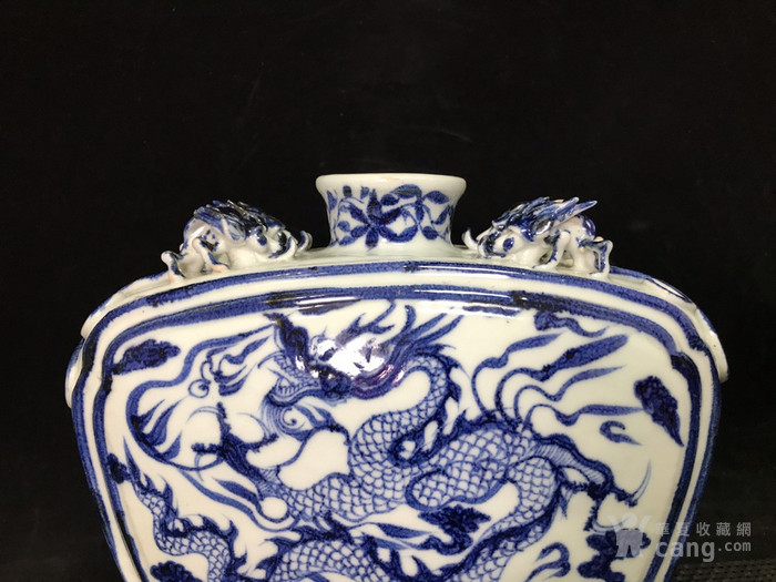 元青花龙纹四系扁瓶. 规格19 22