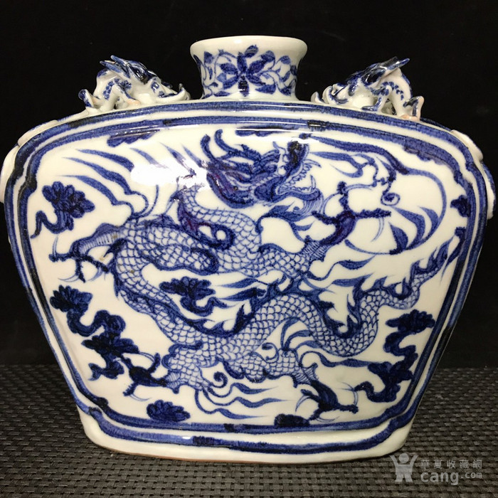 元青花龙纹四系扁瓶. 规格19 22