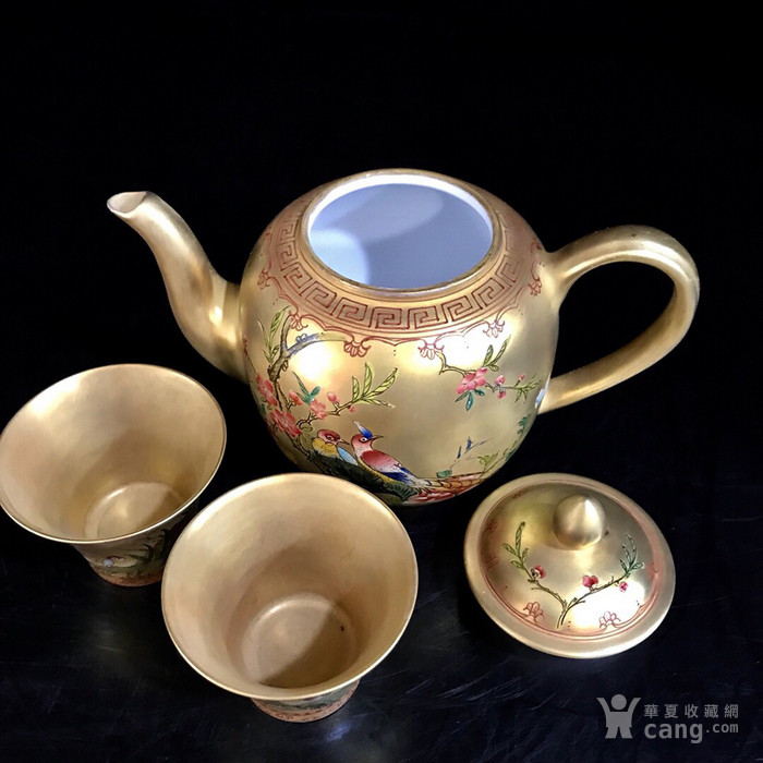 zhen金珐琅彩花鸟纹酒具一套