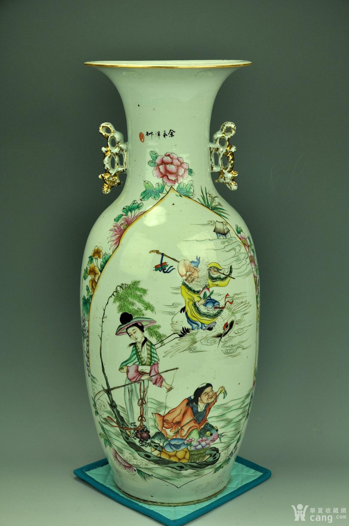 民国制瓷名家余永祥粉彩神仙人物特大瓶