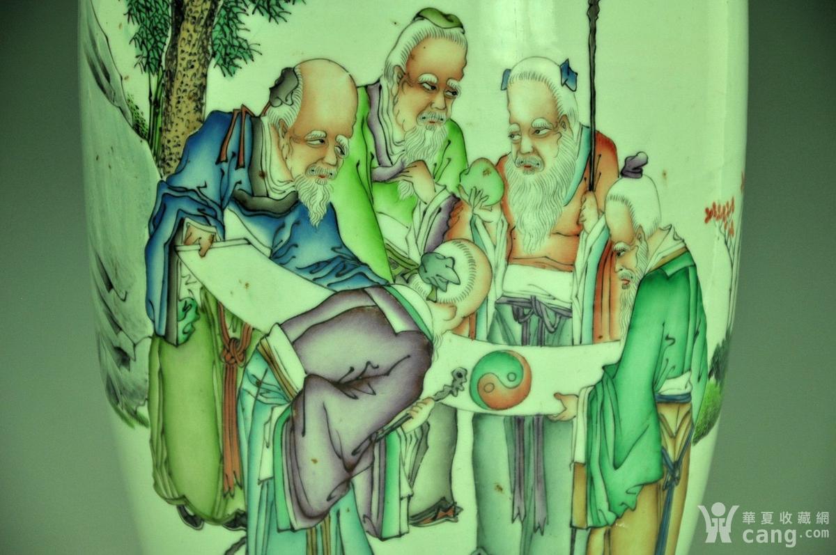 民国早期名家周筱松粉彩五老观图特大瓶