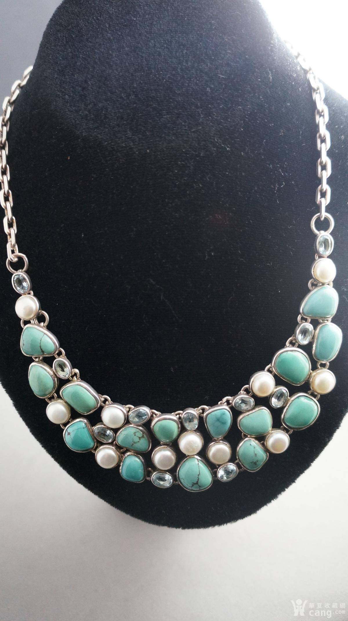 银镶嵌天然绿松石项链