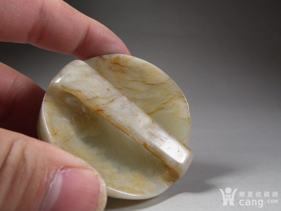 仿古工艺品 玉器 清代和田青白玉带红沁兽面纹大玉