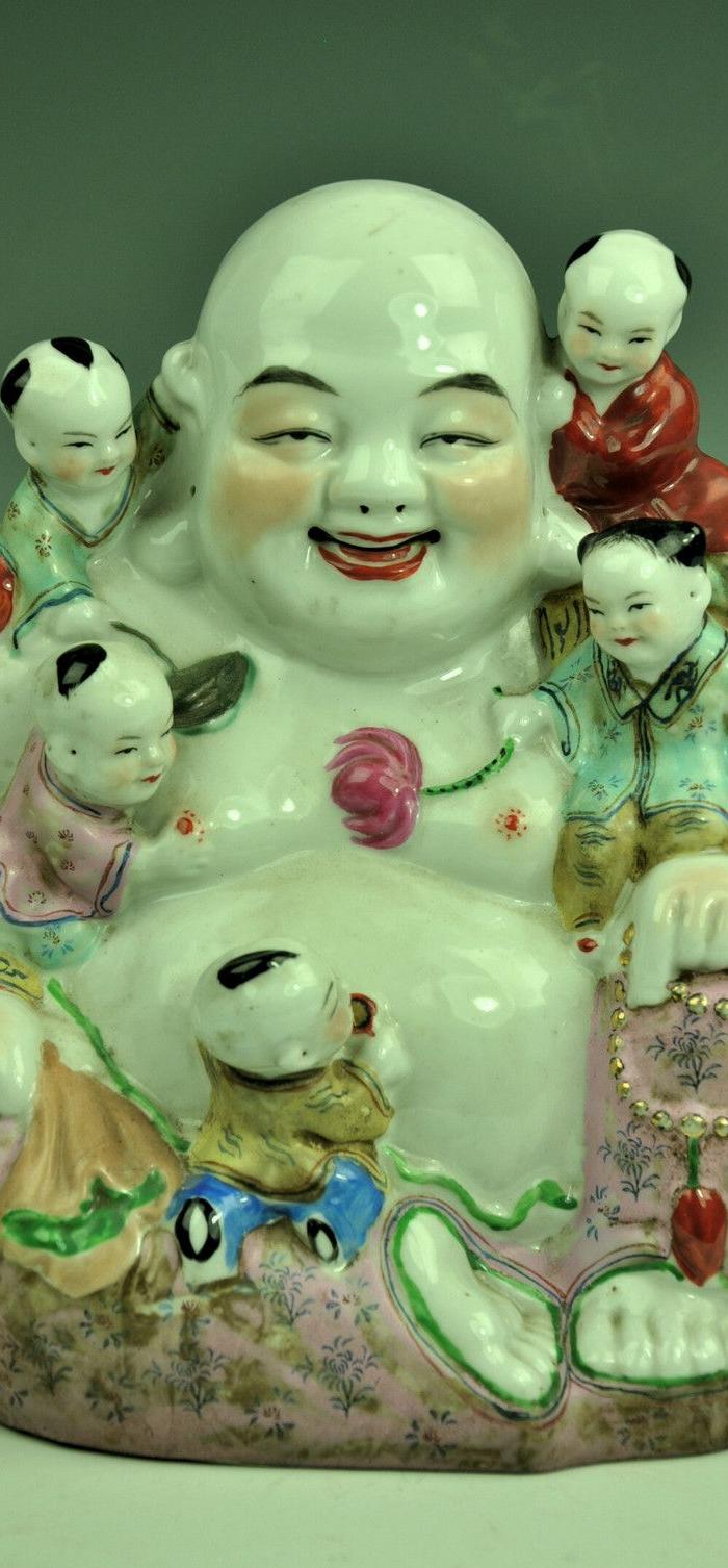 罕见精美的民国粉彩五子罗汉