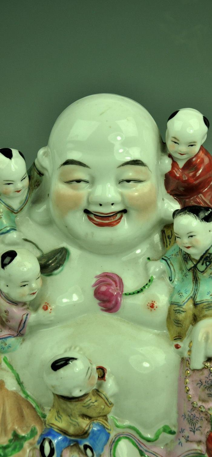 罕见精美的民国粉彩五子罗汉