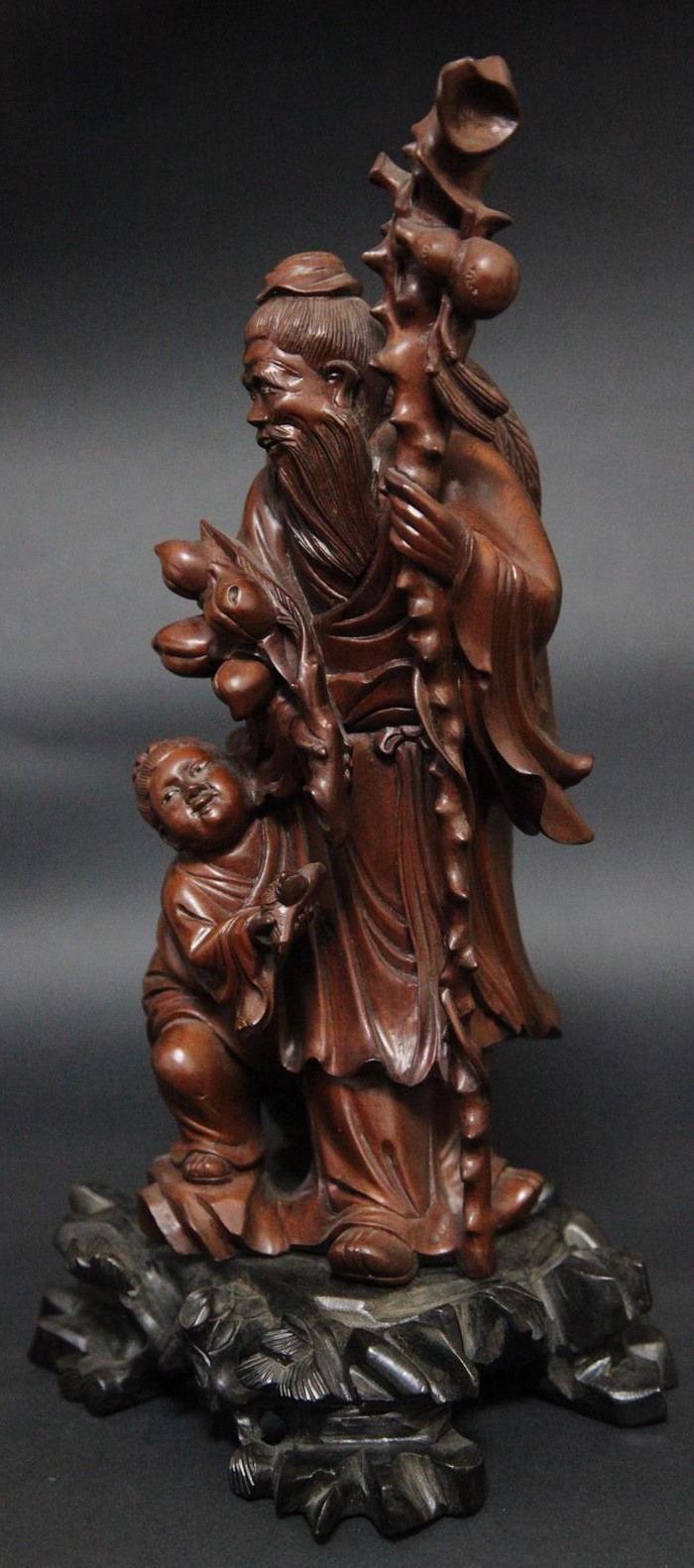 晚清黄杨木雕东方塑像