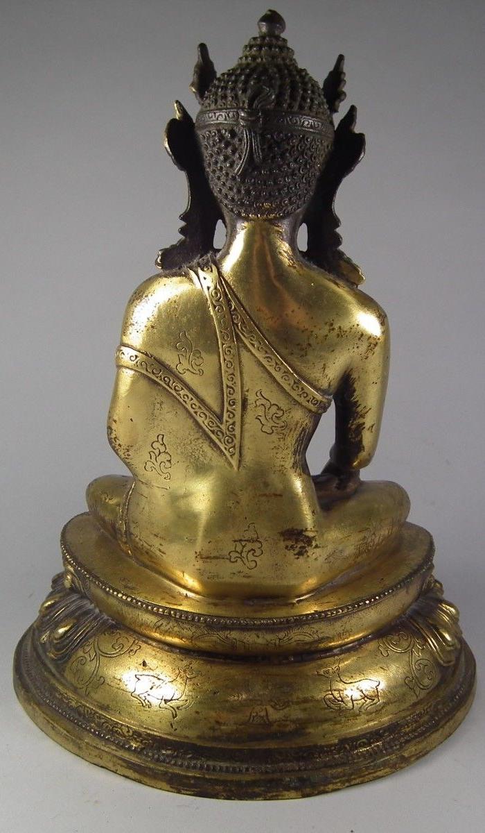 清代铜鎏金莲花座宝生如来大坐像
