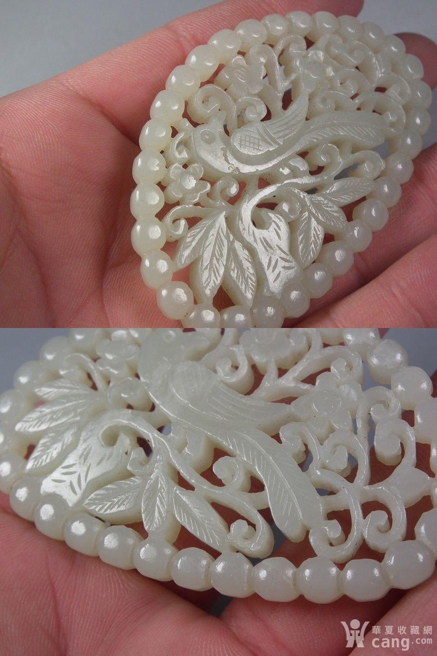 明代和田白玉双面拉丝工喜上眉梢连珠纹大玉佩_地摊交易_华夏收藏网