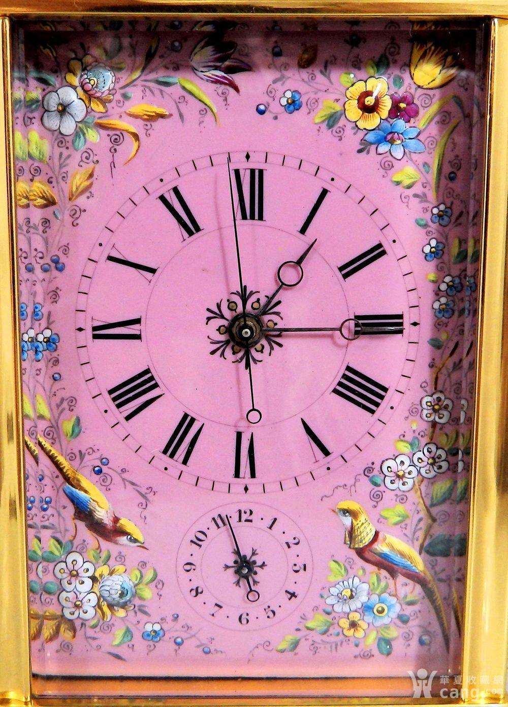 【德昌钟表】亨达利长三针大小自鸣珐琅皮套钟