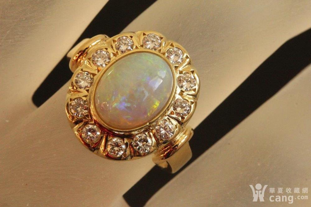 西洋珠宝首饰 天然opal澳宝欧泊钻石l戒指7.2g名媛高雅