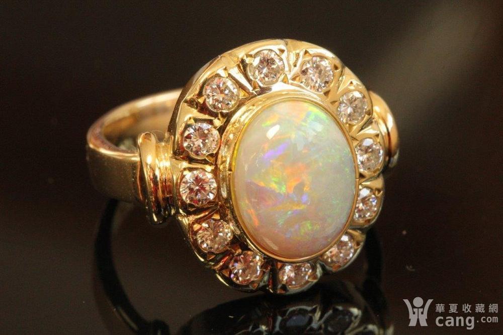 西洋珠宝首饰 天然opal澳宝欧泊钻石l戒指7.2g名媛高雅