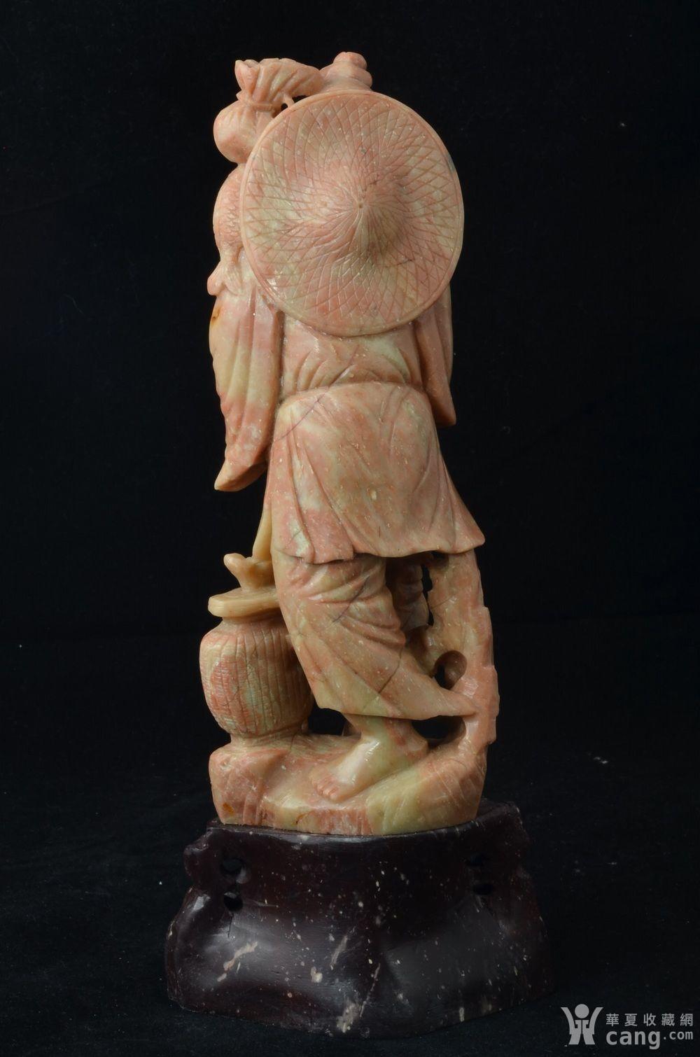 民国青田石雕渔翁得利摆件