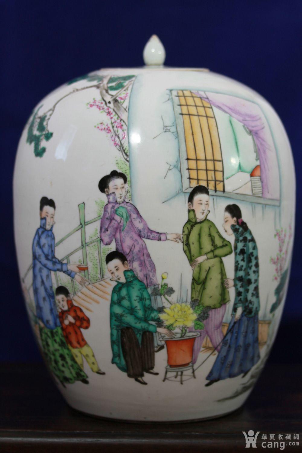 瓷器 明清 【晚清大名家作品】余钊时装人物冬瓜罐