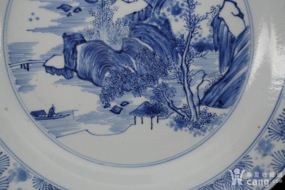 瓷器 明 清康熙 青花披麻皴 山水盘一对 〔尺寸〕 宽20cm 〔品相