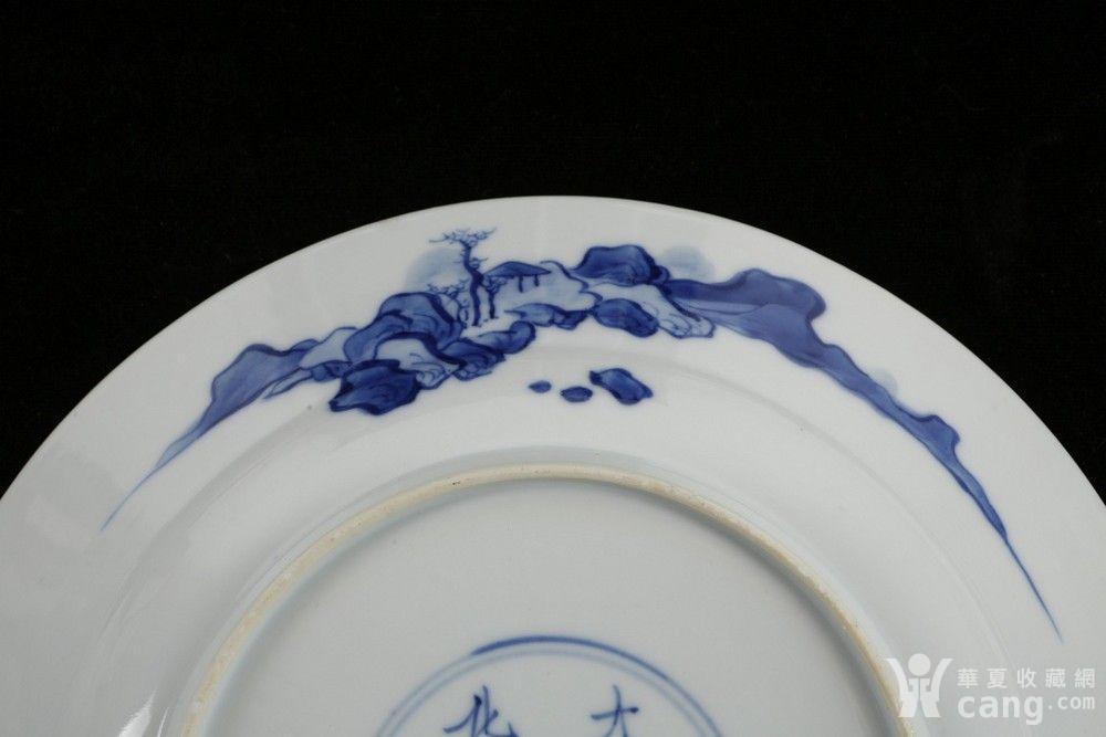 瓷器 明 清康熙 青花披麻皴 山水盘一对 〔尺寸〕 宽20cm 〔品相