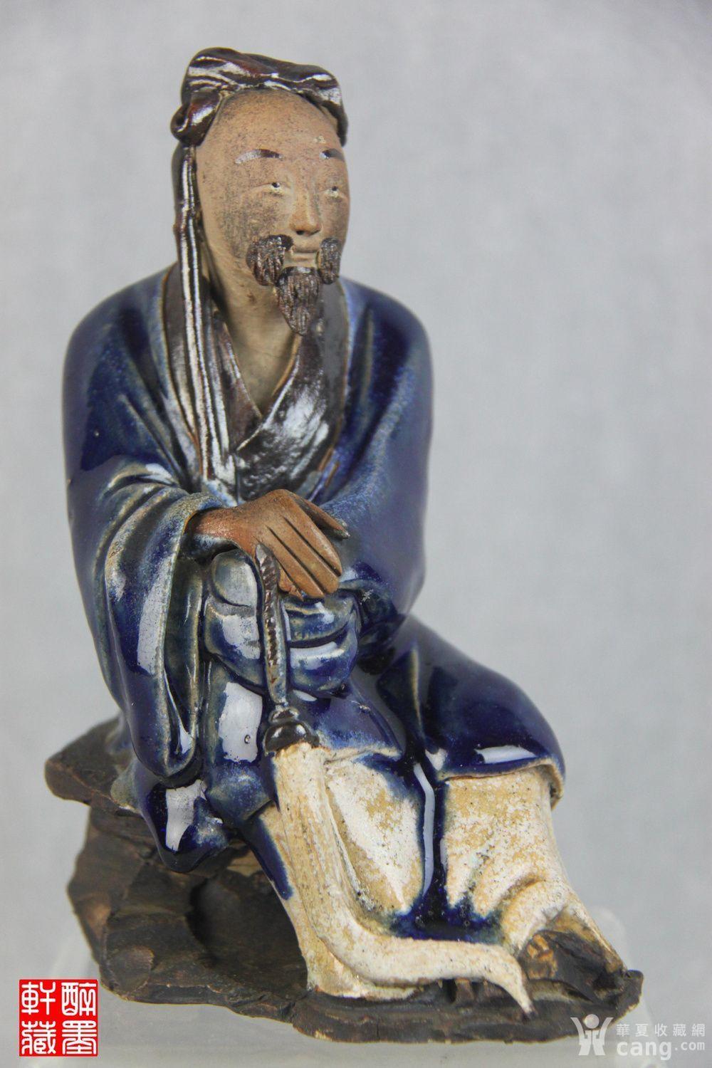 瓷器 清 清代石湾窑人物塑像 清代石湾窑人物塑像 b),高约16cm,整体