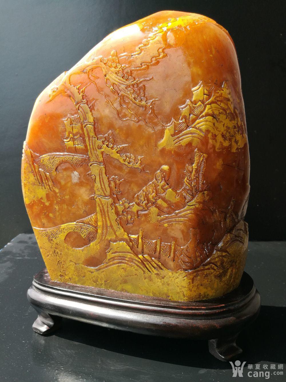 近现代,林友竹作,寿山田黄石,薄意雕,摆件 印章:5621克