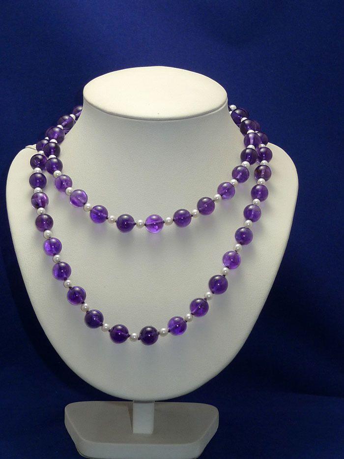 欧洲原工天然紫水晶/珍珠项链