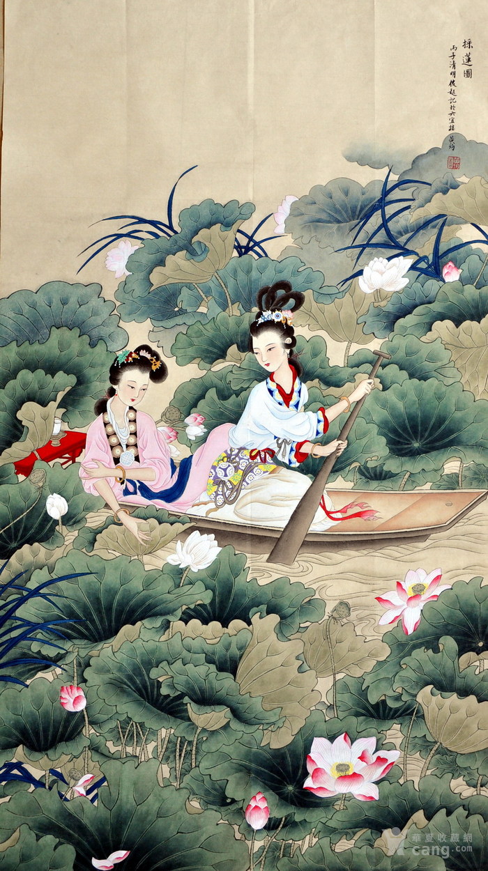 【当代名家】著名画家黄均《采莲图》