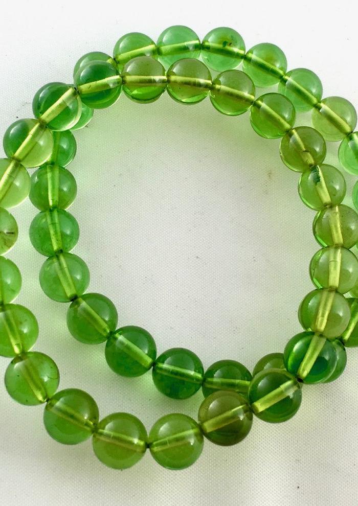 天然波罗的海绿琥珀圆珠手链