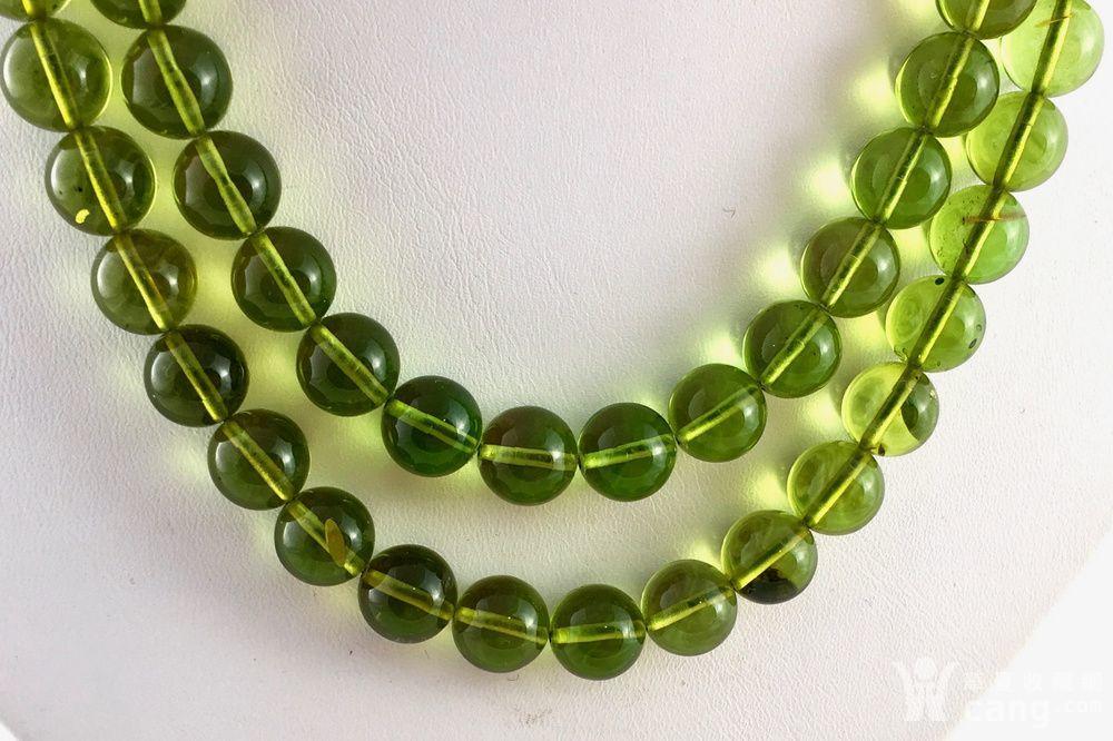 天然绿琥珀圆珠项链俩条