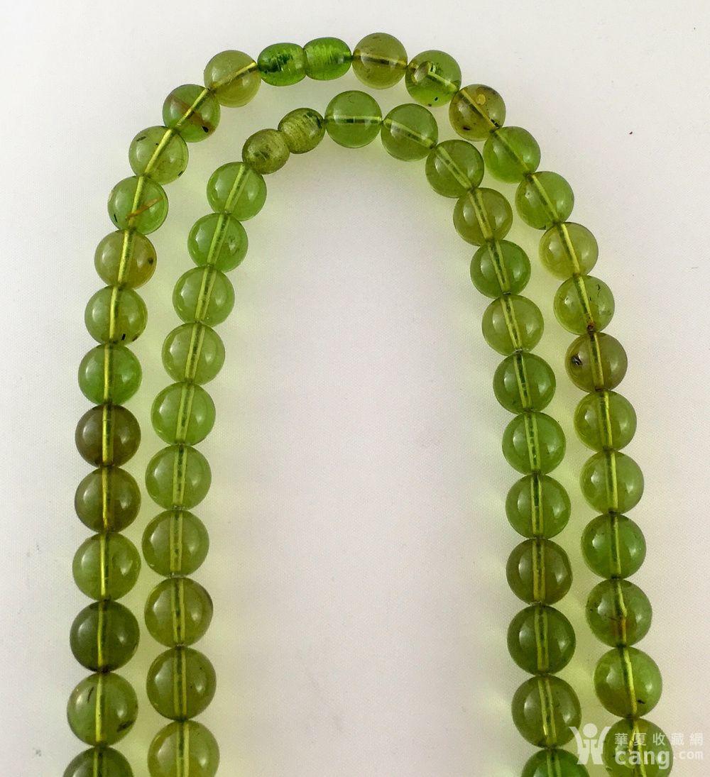 天然绿琥珀圆珠项链俩条