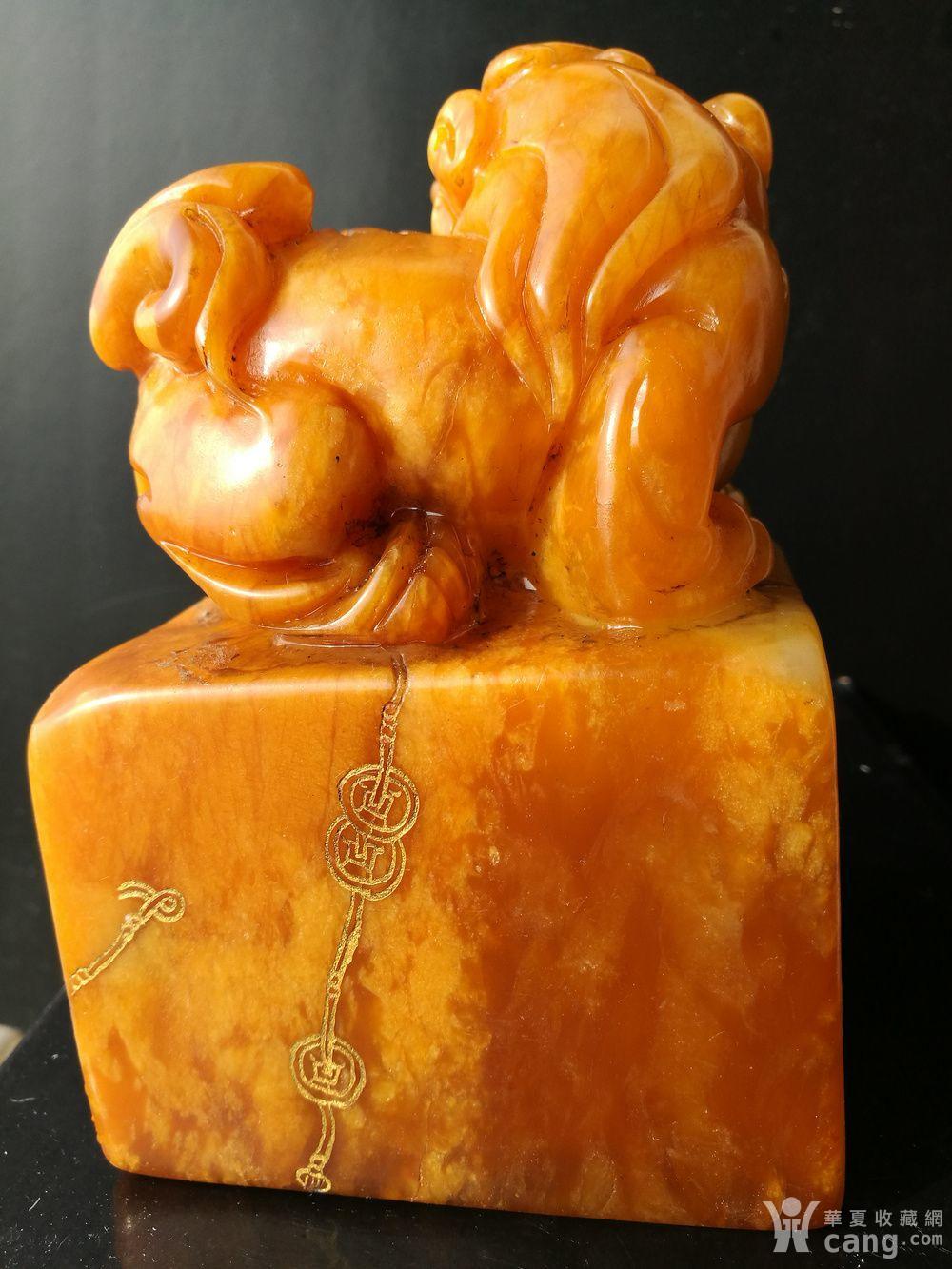 民国,张大千作/寿山田黄石/ 狮钮闲章:2930克