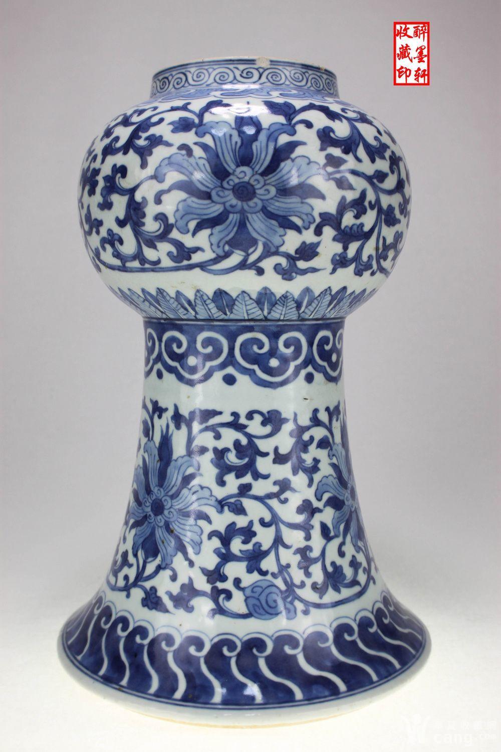 康熙青花宝相花《闻氏宗祠》贡台摆件【醉墨轩】