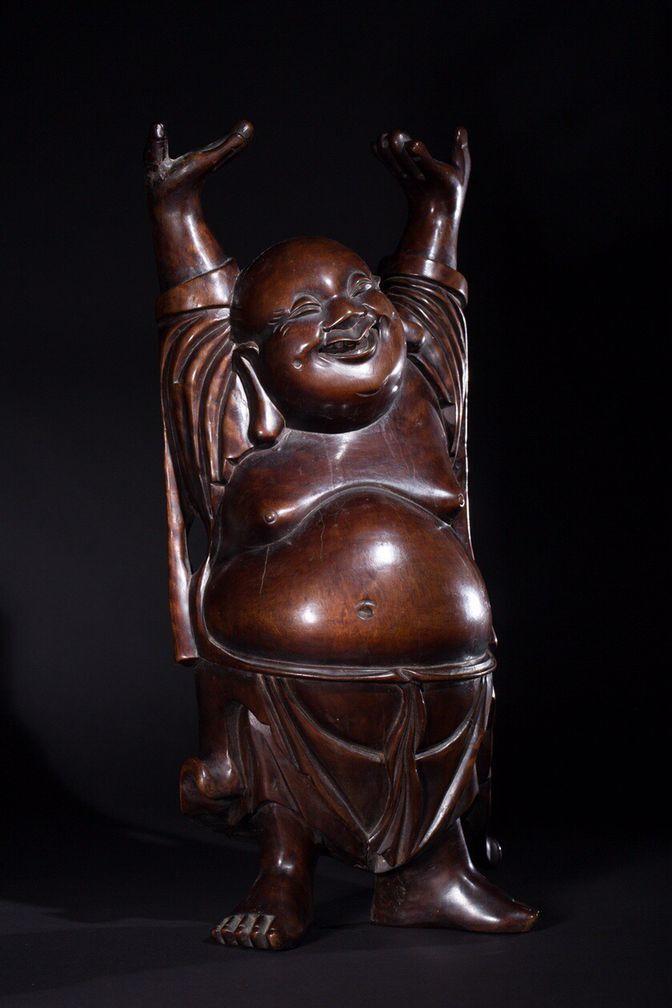 龙眼木雕弥勒佛摆件