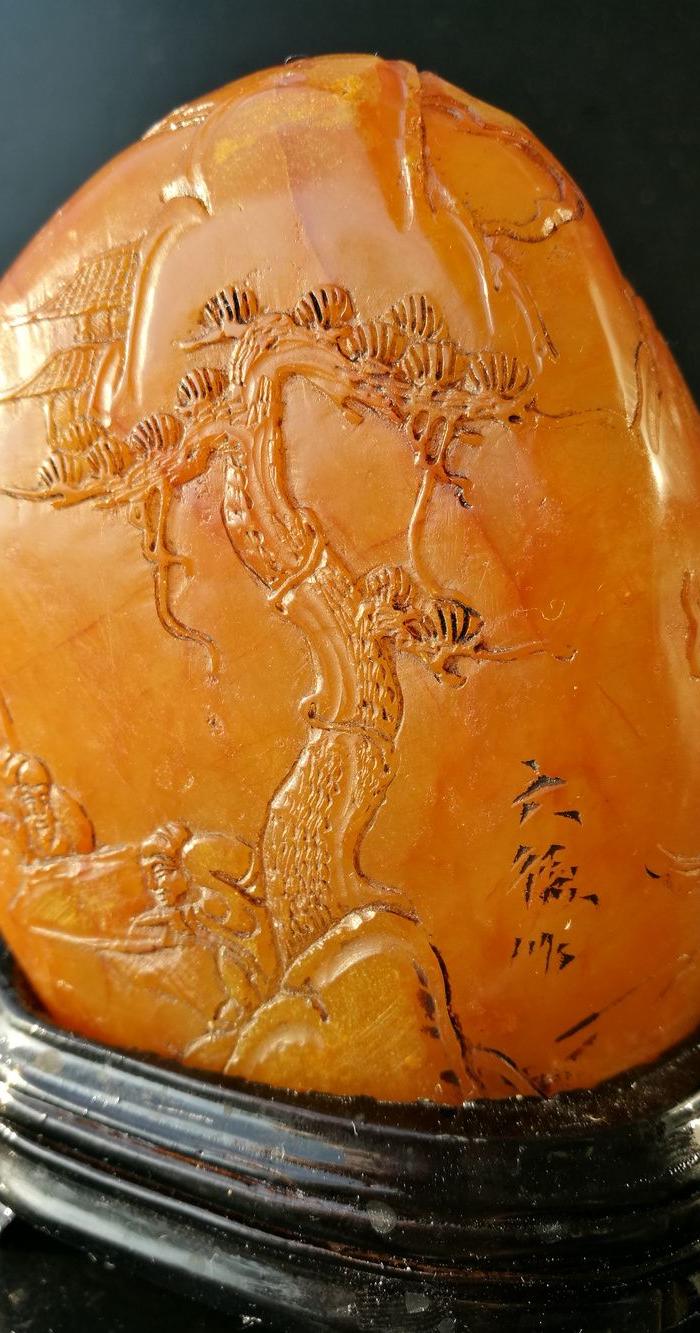 发鉴定收藏证书 民,六德作 田黄冻石薄意摆件 闲章