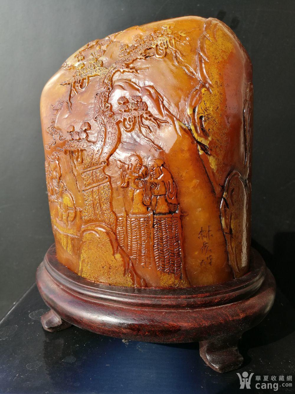 近现代,林友竹作,寿山田黄石,薄意雕,摆件,印章:2747克