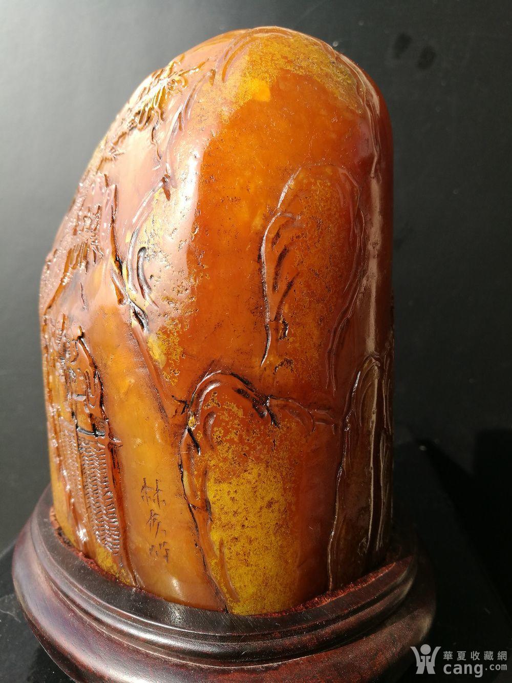 近现代,林友竹作,寿山田黄石,薄意雕,摆件,印章:2747克