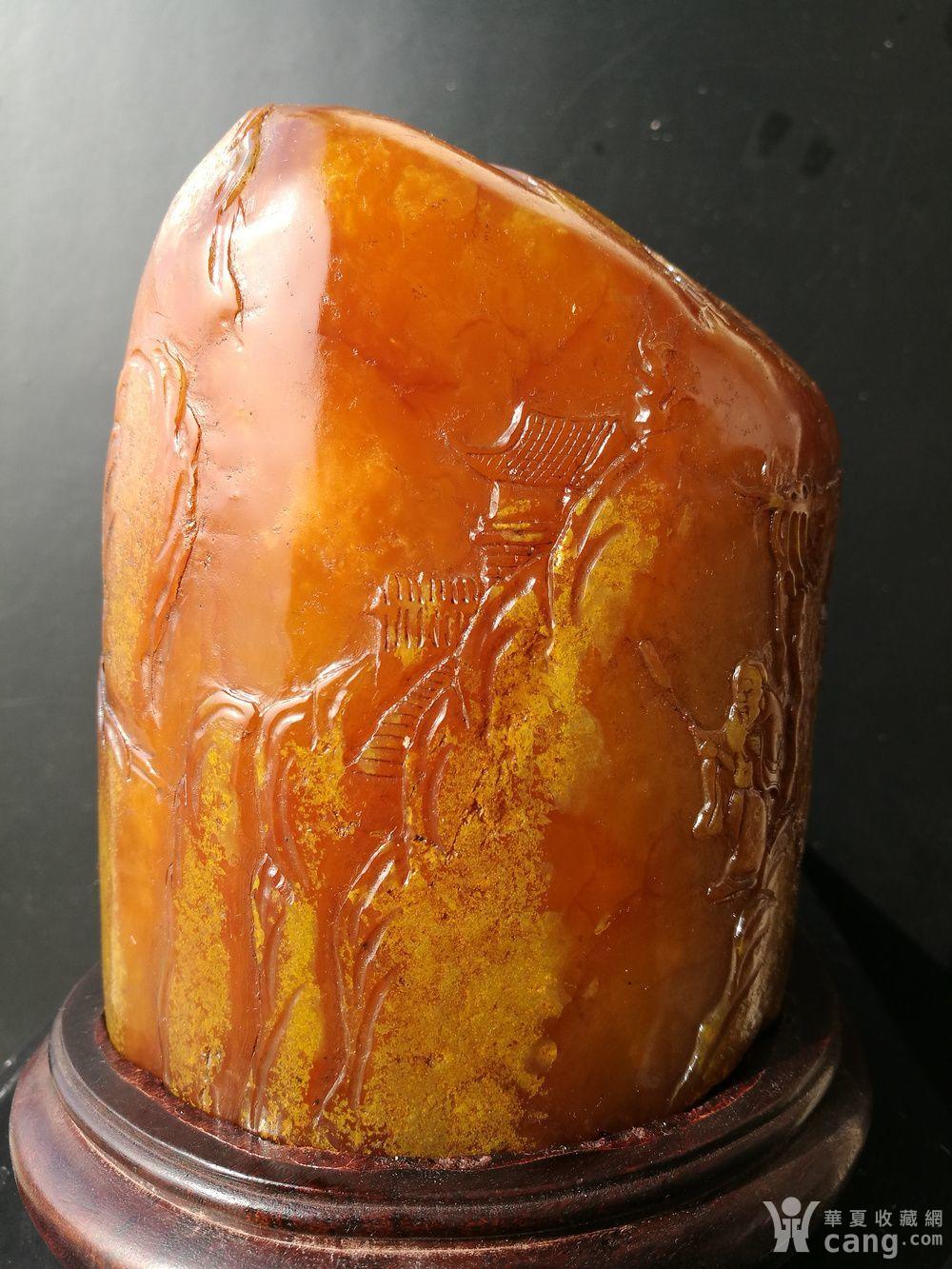 近现代,林友竹作,寿山田黄石,薄意雕,摆件,印章:2747克