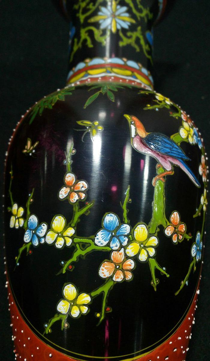 清乾隆玻璃胎画珐琅花鸟纹瓶【一对】