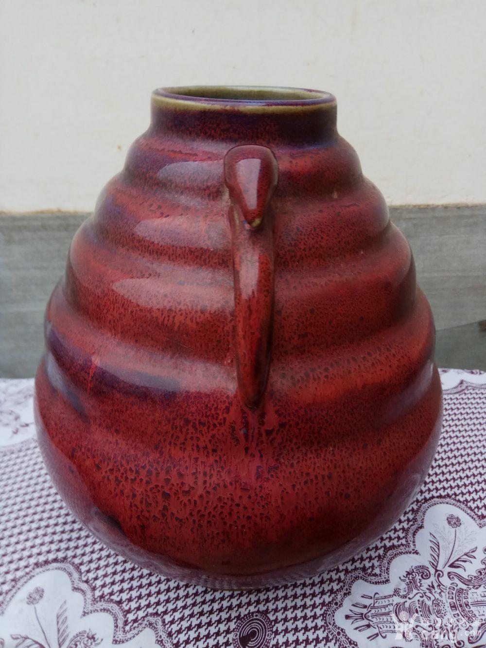 华夏古玩城 瓷器 高古 > 北宋;钧窑玫瑰紫釉弦纹龙耳尊瓶