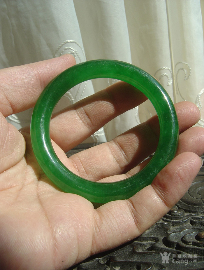 清代老坑翡翠满绿手镯