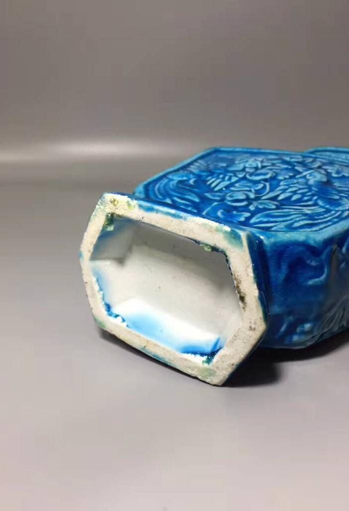 民国孔雀蓝凤穿花瓶