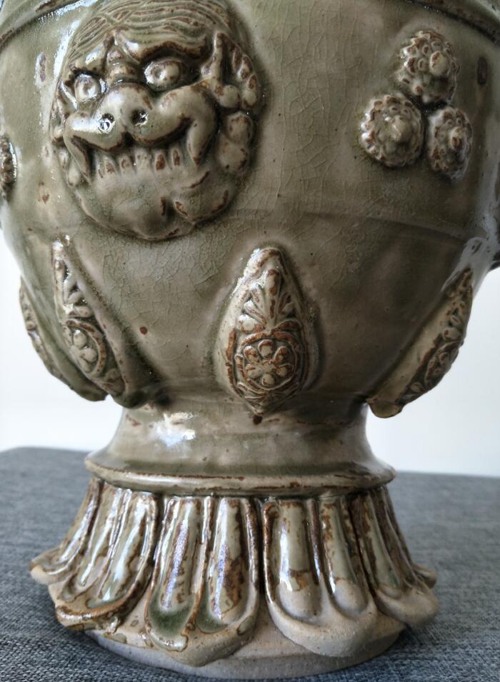 华夏古玩城 瓷器 高古 > 相州窑青釉贴塑仰覆莲花尊 年代:南北朝 艺术