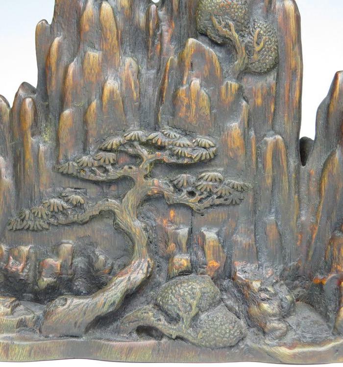 清 沉香木高浮雕高士图山子