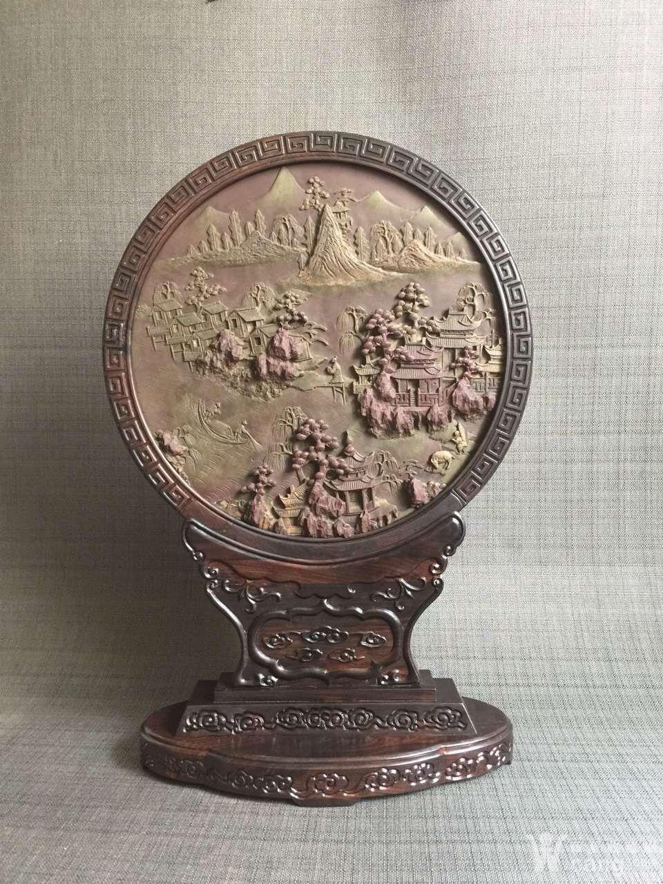 祁阳石雕山水屏