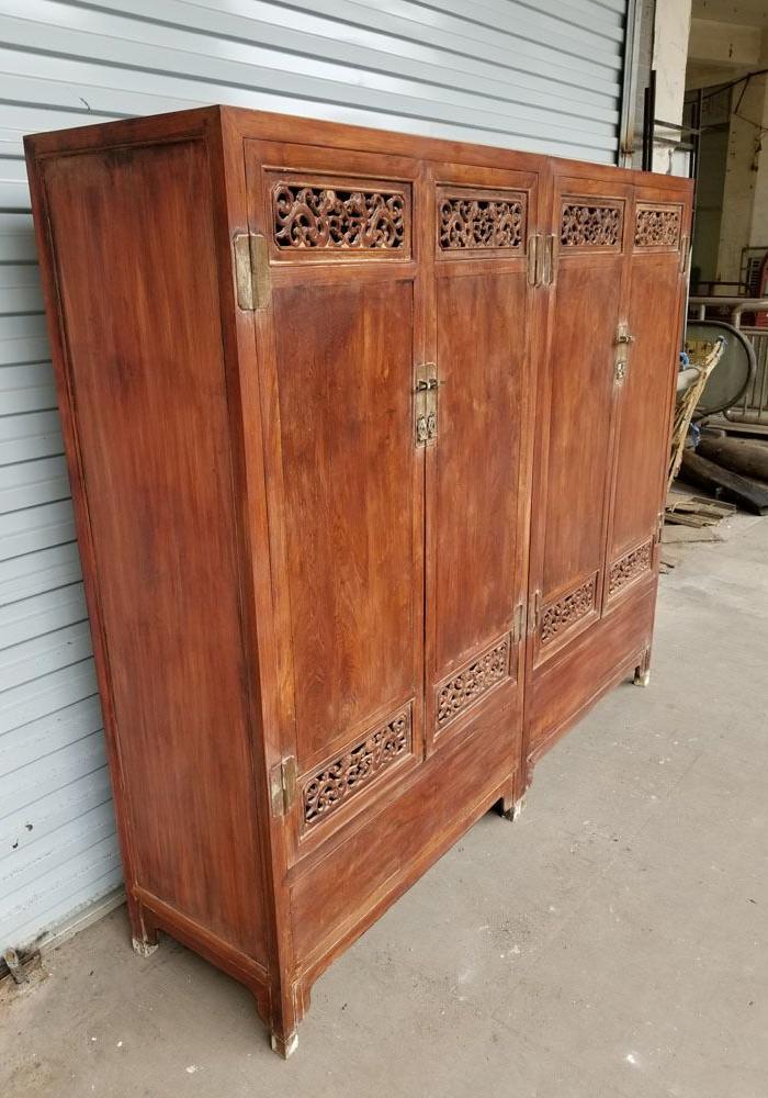 清代黄花梨素面鬼脸纹透雕龙小衣柜老家具摆件黄花梨