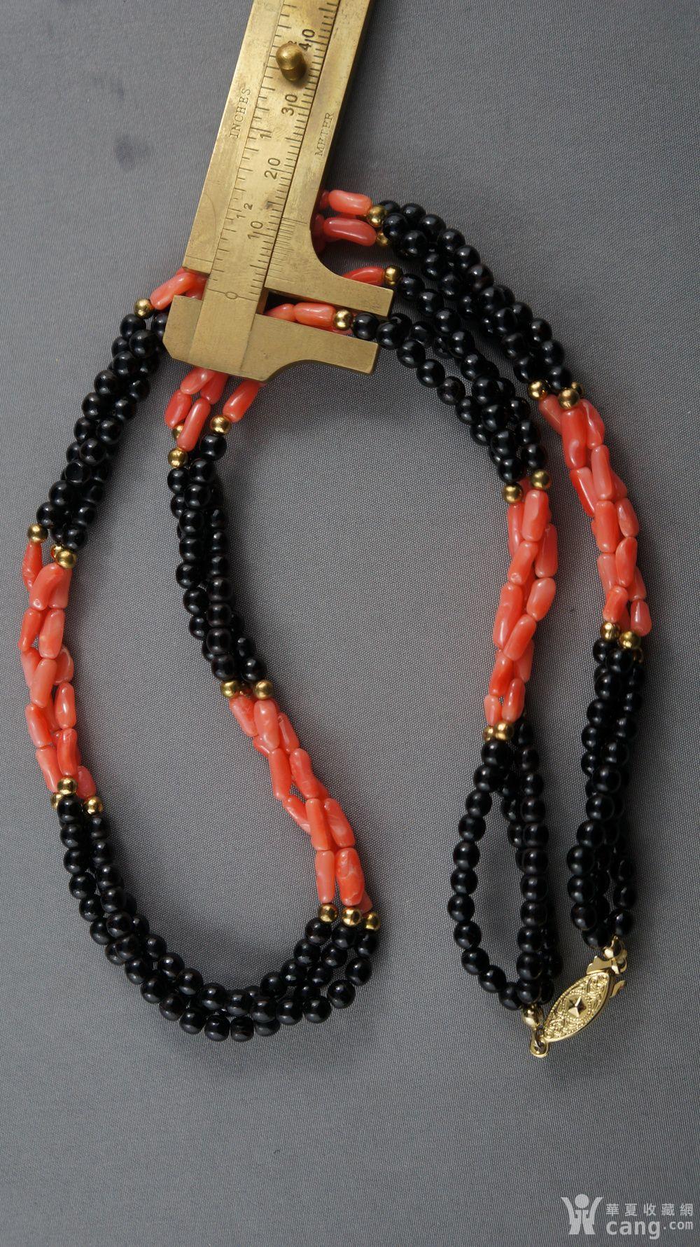 天然红黑珊瑚三股项链