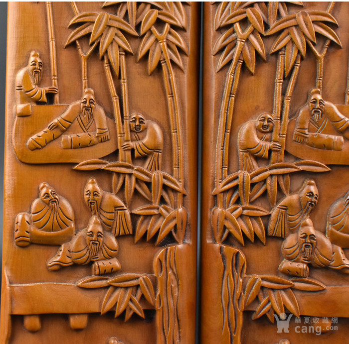 黄杨木精品浮雕竹林七贤镇尺_黄杨木精品浮雕竹林七贤镇尺价格_买卖_