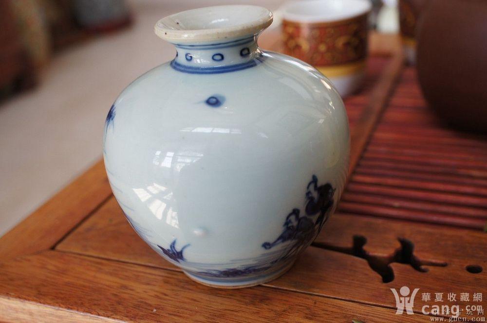 清康熙青花渔家乐撇口水盂