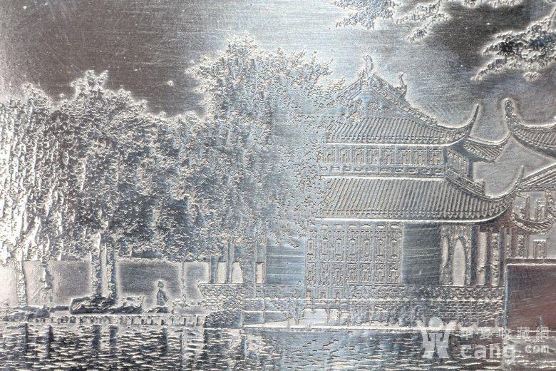 晚清 蚀刻山水纹银版画 平湖秋月