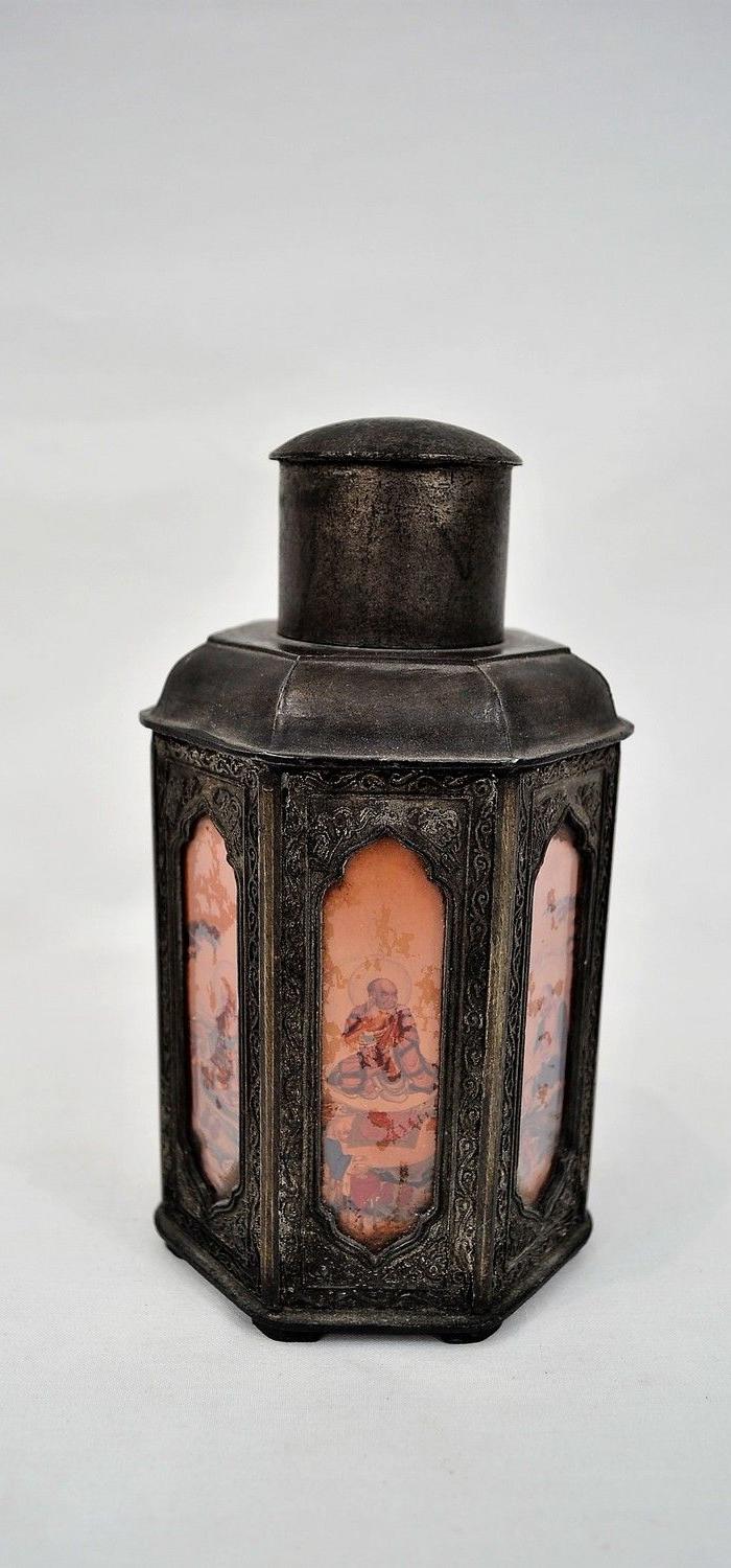 民国外销潮邑永顺老店点铜真料锡提梁七面茶叶罐