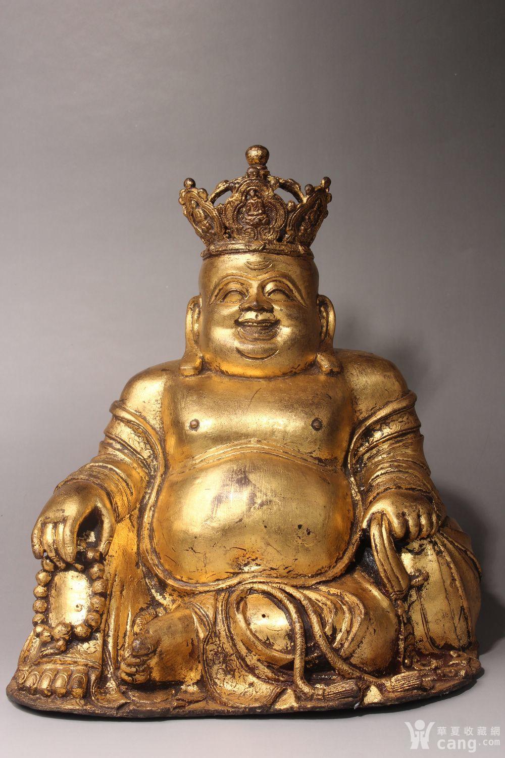 清早期 铜鎏金弥勒佛坐像