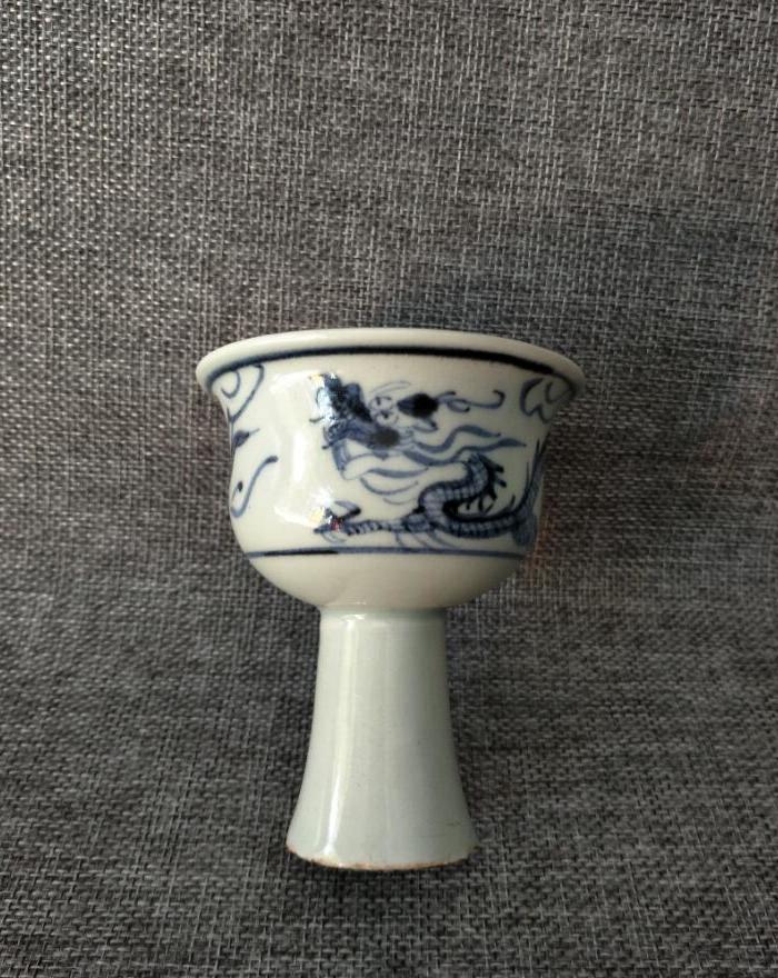 明早期青花龙纹高足杯_华夏古玩城_华夏收藏网