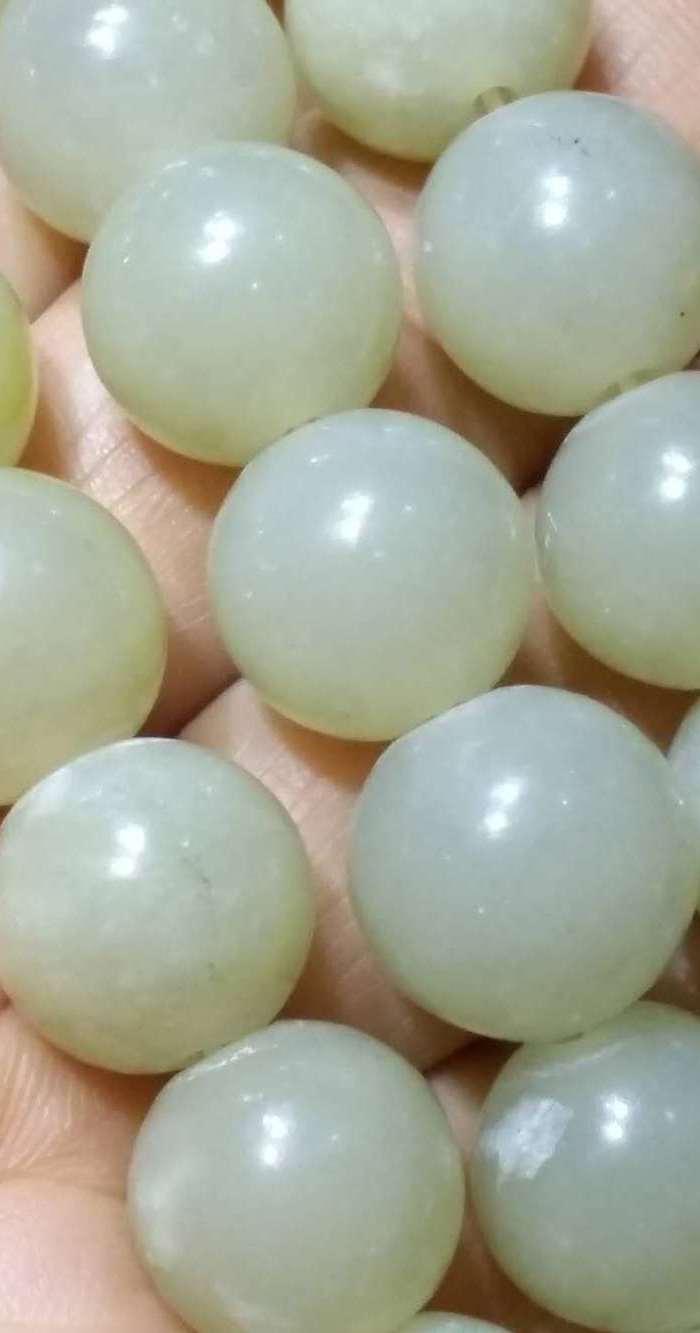 清代和田白玉玉珠107颗